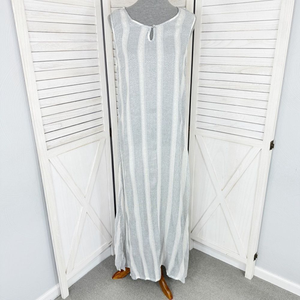 Natural Impressions Striped Muslin Swim Cover Maxi Dress White Medium‎